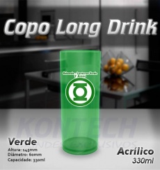 Copo Long Drink Acrílico Verde 330 ml